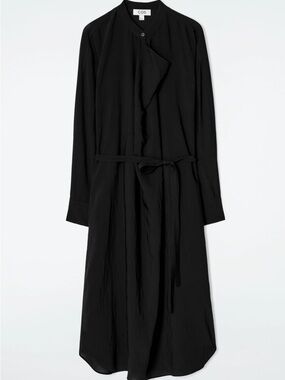 COS Black Long Sleeve Tie-Waist Shirt Dress